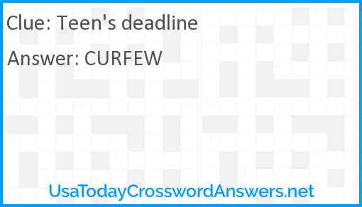 Teen's deadline Answer