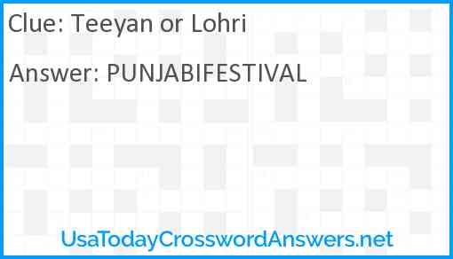Teeyan or Lohri Answer