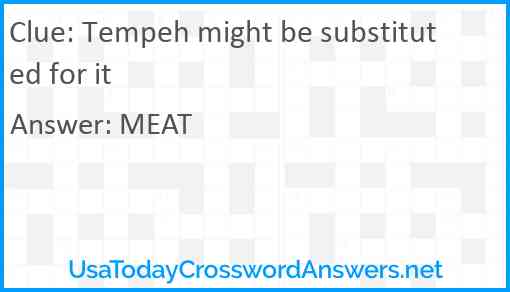 Tempeh might be substituted for it Answer