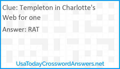 Templeton in Charlotte's Web for one Answer
