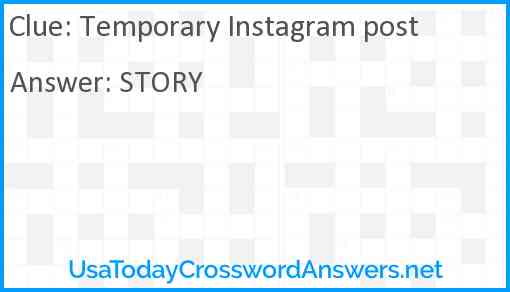 Temporary Instagram post Answer