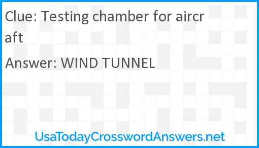 Testing chamber for aircraft Answer