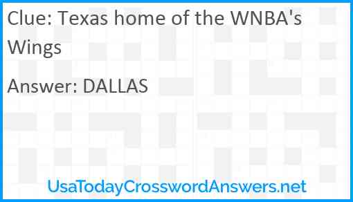 Texas home of the WNBA's Wings Answer