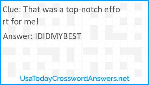 That was a top-notch effort for me! Answer