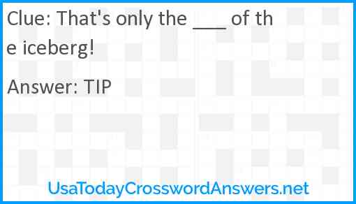 That's only the ___ of the iceberg! Answer