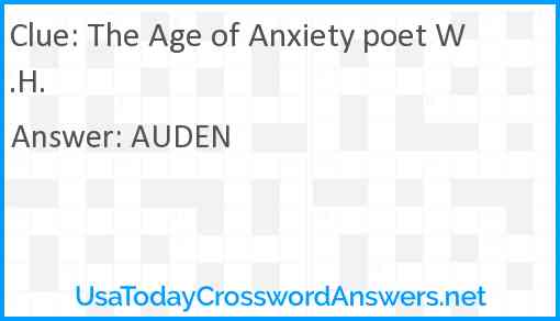 The Age of Anxiety poet W.H. Answer