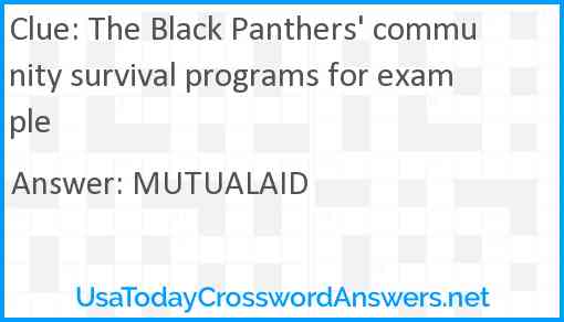 The Black Panthers' community survival programs for example Answer