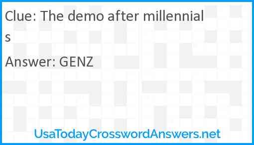 The demo after millennials Answer