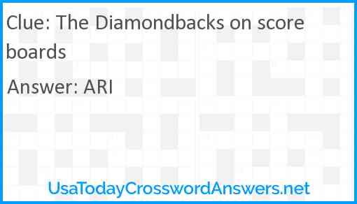 The Diamondbacks on scoreboards Answer