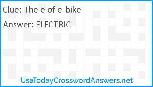The e of e-bike Answer