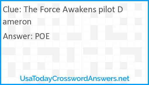 The Force Awakens pilot Dameron Answer