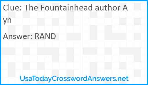 The Fountainhead author Ayn Answer