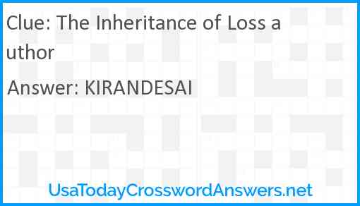 The Inheritance of Loss author Answer