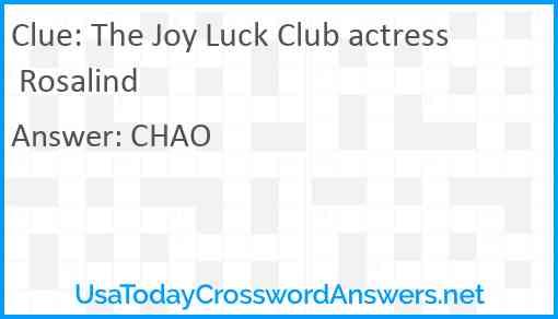 The Joy Luck Club actress Rosalind Answer