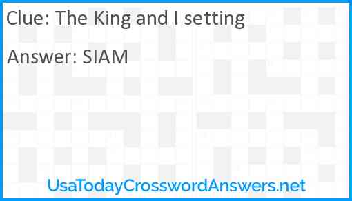 The King and I setting Answer