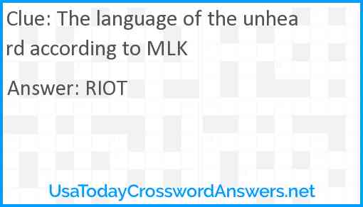 The language of the unheard according to MLK Answer
