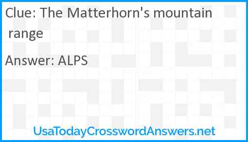The Matterhorn's mountain range Answer