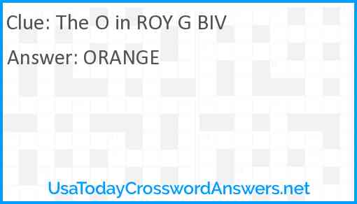The O in ROY G BIV Answer