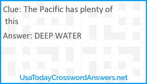The Pacific has plenty of this Answer