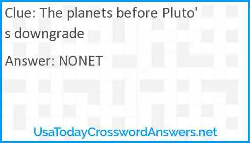 The planets before Pluto's downgrade Answer