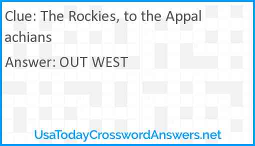 The Rockies, to the Appalachians Answer