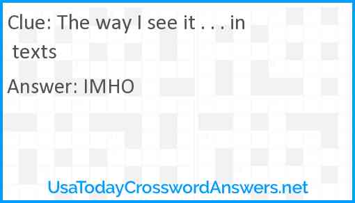 The way I see it . . . in texts Answer