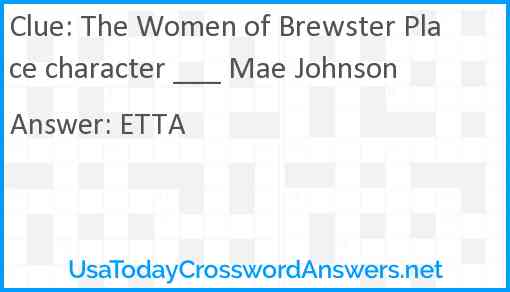 The Women of Brewster Place character ___ Mae Johnson Answer