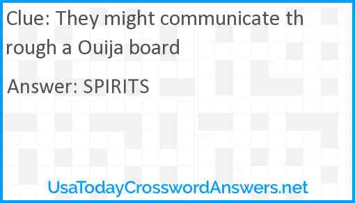 They might communicate through a Ouija board Answer