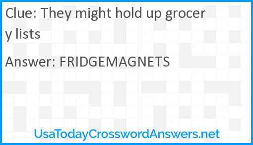They might hold up grocery lists Answer