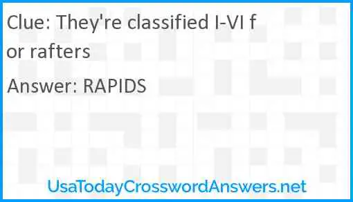 They're classified I-VI for rafters Answer