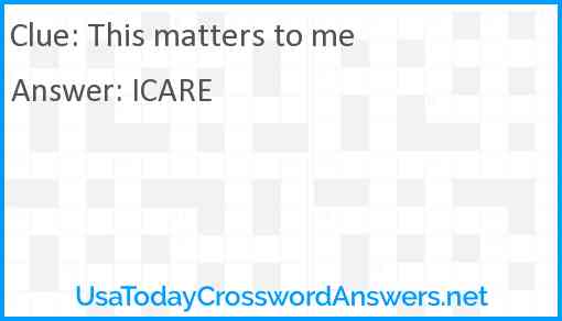 This matters to me Answer
