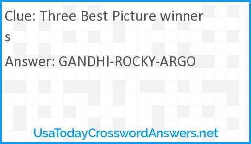 Three Best Picture winners Answer