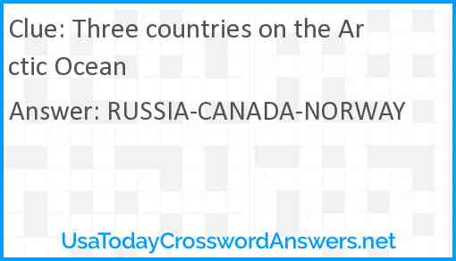 Three countries on the Arctic Ocean Answer