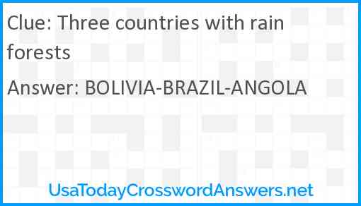 Three countries with rainforests Answer