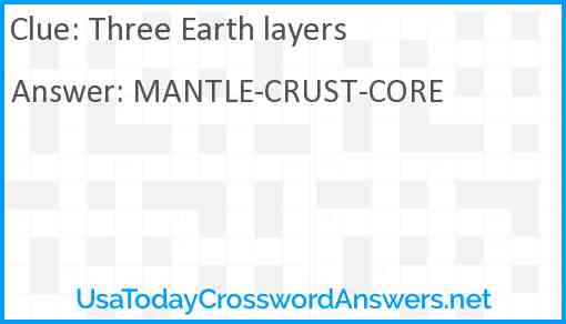 Three Earth layers Answer