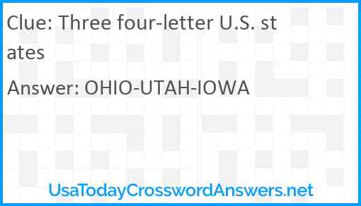 Three four-letter U.S. states Answer