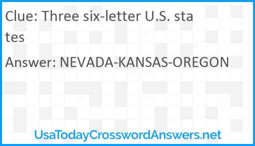 Three six-letter U.S. states Answer