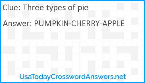 Three types of pie Answer