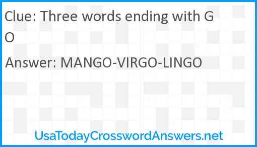 Three words ending with GO Answer
