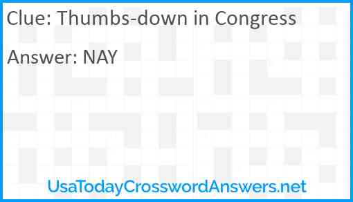 Thumbs-down in Congress Answer
