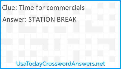 Time for commercials Answer