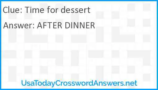Time for dessert Answer