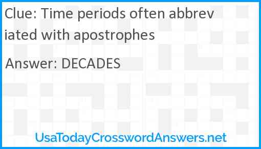 Time periods often abbreviated with apostrophes Answer