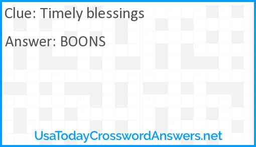 Timely blessings Answer