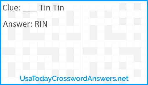 ___ Tin Tin Answer