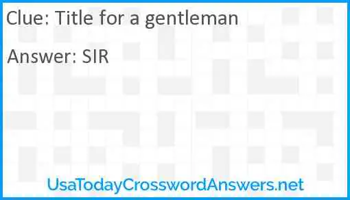 Title for a gentleman Answer