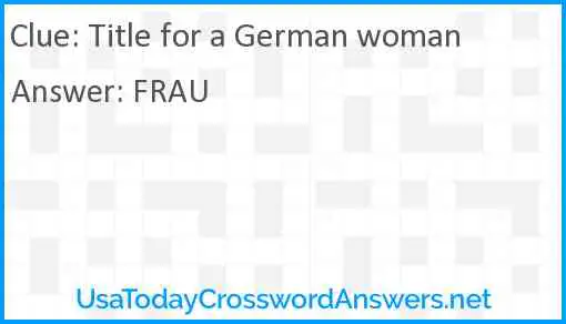 Title for a German woman Answer