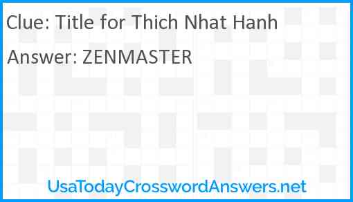 Title for Thich Nhat Hanh Answer