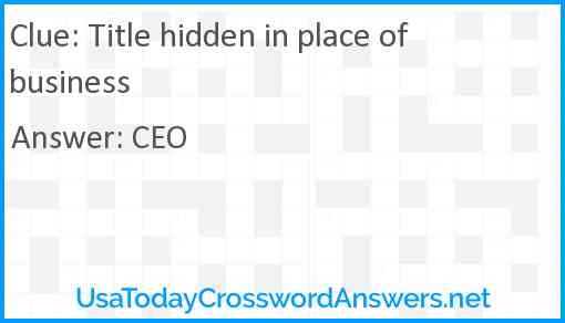 Title hidden in place of business Answer
