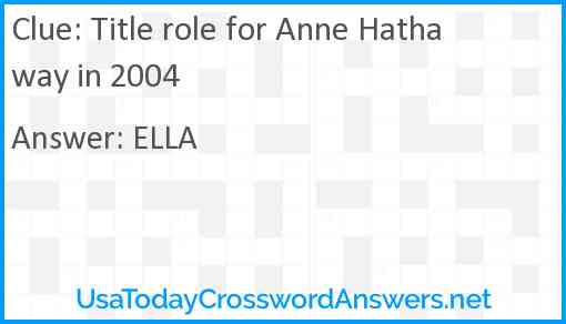 Title role for Anne Hathaway in 2004 Answer